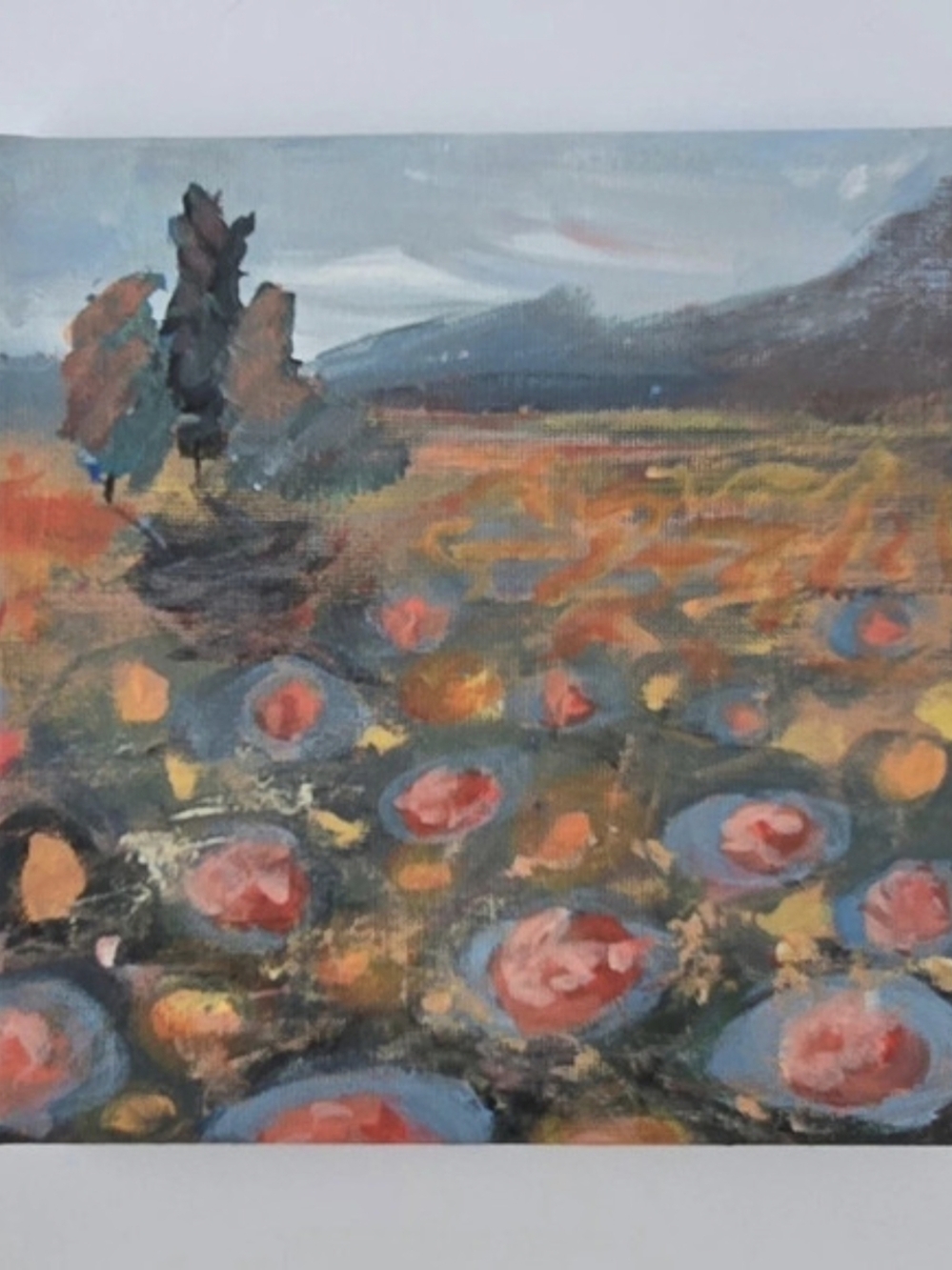 Landscape Field, Brook Trout Inspired Painting - Original Art